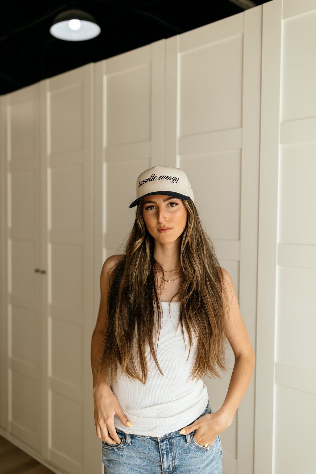 Brunette Energy Canvas Trucker